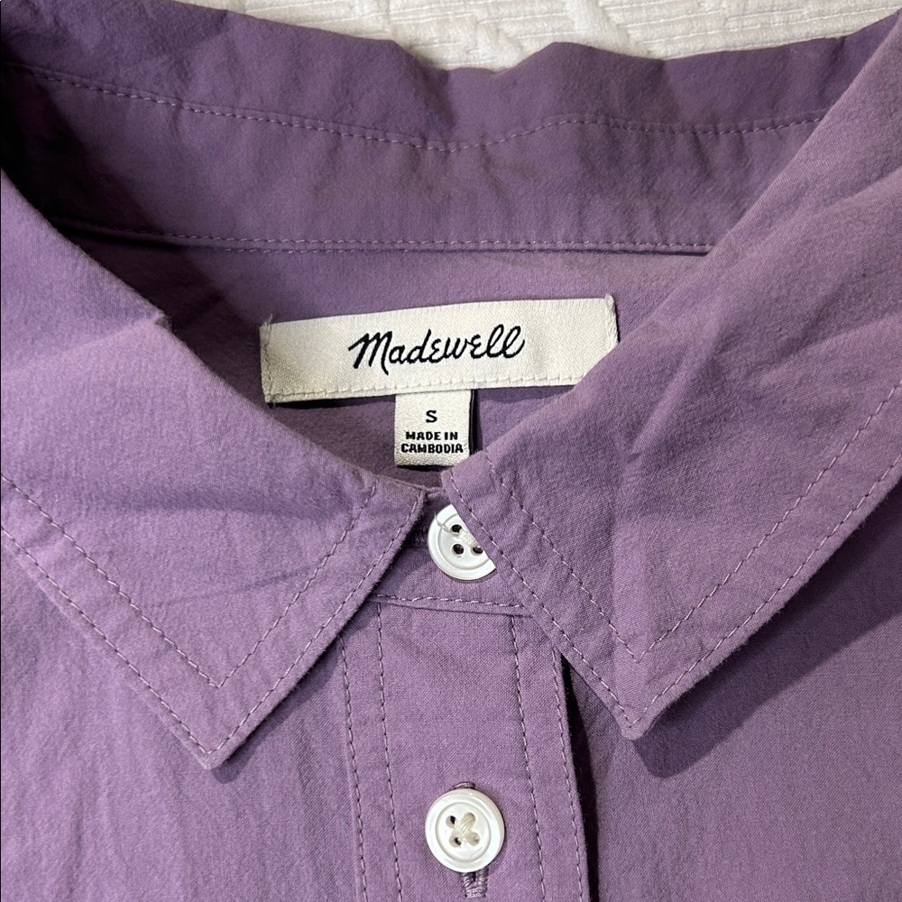 Madewell Lavender Oversized Poplin small Casual Button Down Shirt/dress - Picture 7 of 11